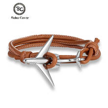 New Airplane Anchor Bracelets Men hope Stainless Steel aircraft Leather Rope Chain Paracord Survival Bracelet Male Jewelry Gifts 2024 - buy cheap