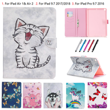 Capa funda para ipad série 5 e 6, capa de desenho animado fofa de gato elefante para ipad 9.7 capa 2017 2018 air 1 2 ipad 5 6 capa coque 2024 - compre barato