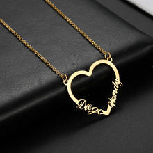 Lemegeton Custom Heart Double Name Necklace Personalized Stainless Steel Collar Necklaces Women Family Christmas New Year Gift 2024 - buy cheap