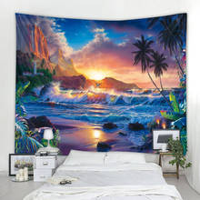 Seascape tapestry Seascape at sunrise 3d digital printing wall hanging living room bedroom decoration tapestry 2024 - buy cheap