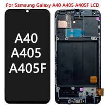 ЖК-дисплей AMOLED A40 5,9 дюйма для Samsung Galaxy A40 SM-A405 A405F, ЖК-дисплей с сенсорным экраном и рамкой в сборе, запасные части для ремонта 2024 - купить недорого
