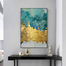 Abstract Golden Block Paintings green Posters Prints Modern Golden Wall Art Picture for Living Room Navy Decor Big Size Tableaux 2024 - buy cheap