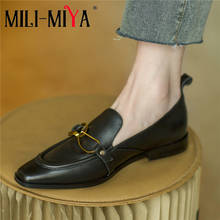 MILI-MIYA Casual Women Cow Leather Flats Slip On Round Toe Solid Color Spring Autumn Comfortable Street Shoes For Ladies 2024 - buy cheap