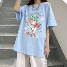 Japanese cartoon kawaii anime tees 100% cotton Harajuku casual female Vintage Ulzzang short sleeve plus size hip-hop T-shirt 2024 - buy cheap
