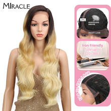 Miracle Ombre Wig Body Wave Side Part Lace 150 Density 28 Inches Long Blonde Heat Resistant Synthetic Wigs For Black Women 2024 - buy cheap