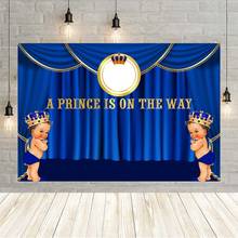 Avezano prince-cortina azul real para decoração de festa de aniversário, coroa para recém-nascidos, pano de fundo fotográfico 2024 - compre barato