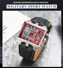 OHSEN Dual time man quartz Watch leather strap fashion Red military Men's Wristwatch Outdoor sport Waterproof male clock Gift 2024 - buy cheap
