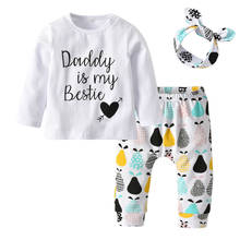 Newborn Baby Girls Clothes Cute Long Sleeve Daddy is my Bestie T-shirt Tops+Pants+Headband 3Pcs Autumn Infant Clothing Set 2024 - buy cheap