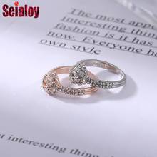 Seialoy-anillos de la mente entrelazados para mujer, joyas originales apilables de amistad, anillos de Color plateado, regalo de compromiso de boda para pareja 2024 - compra barato