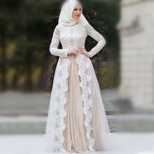 Vestido de novia musulmán de manga larga, traje de novia con apliques, color champán, 2020 2024 - compra barato