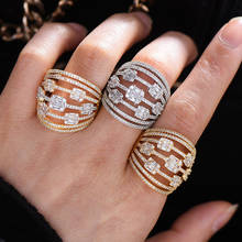 Godki anel de prata luxuoso feminino, anel redondo e grande com zircônio cúbico, joias boêmias para praia 2024 - compre barato