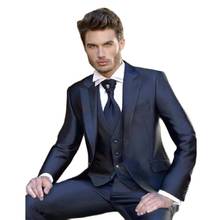 Classic Navy Blue One Button Groom Suits For Wedding The Best Man Suits For Mens Suits Business Party Tuxedos Three Piece 2024 - buy cheap