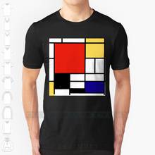 Mondrian design personalizado impressão para homens nova camiseta t camisa de algodão legal tamanho grande 6xl mondrian artista geométrico primário 2024 - compre barato
