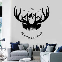 Quotes Wall Decal Be Wild And Free Deer Hunt Mountain Vinyl Window Stickers Man Cave Bedroom Living Room Home Decor Mural S1371 2024 - buy cheap
