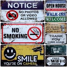 Warning Slogan No Smoking Vintage Metal Tin Sign Retro Art Plaque Home Decoration Bar Club Garage Wall Decoration Iron Painting 2024 - buy cheap