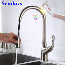 Touch Kitchen Mixer Faucet Senducs Brushed Nickel Pull Out Kitchen Mixer Tap Brass Kitchent Tap Smart Touch Kitchen Faucets 2024 - buy cheap