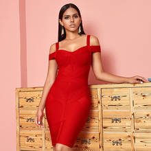 2019 летнее красное вечернее облегающее Бандажное платье знаменитостей, женское сексуальное платье для ночного клуба 2024 - купить недорого