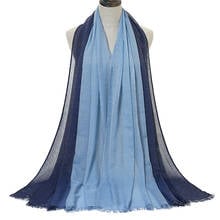 Cachecol hijab com degradê de algodão ombré, lenço popular de mulher muçulmano, turbante islâmico, 180*90cm, venda imperdível 2024 - compre barato