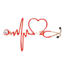 1Pcs Red Heart Rate Brooches Enamel Electrocardiogram Stethoscope Hospital Brooch Lapel Pin Jewelry Gift For Friend Doctor Nurse 2024 - buy cheap