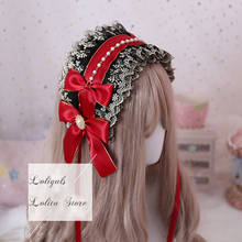 Gothic lolita bandana babados laço hairband com corrente 2024 - compre barato