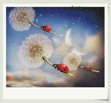 dandelion flying  Cross Stitch Kits Crafts 14CT Unprinted For Embroidered Handmade Art Oil Painting Wall Home Decor 2024 - buy cheap