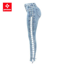 Женские джинсы на шнуровке Youaxon, эластичные узкие брюки из денима, большие размеры, 2134 2024 - купить недорого