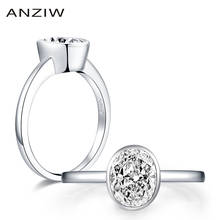 ANZIW 925 Sterling Silver 1.25 CT Oval Cut Bezel Solitaire Rings Engagement Simulated Diamond Wedding Silver Rings  Jewelry 2024 - buy cheap