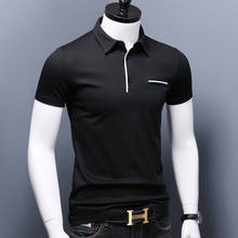 Men Polo Casual Men Short Sleeve Polo Shirt Black White Contrast Color Cotton Polos New Clothing Summer Fashion Men Tops 2024 - buy cheap