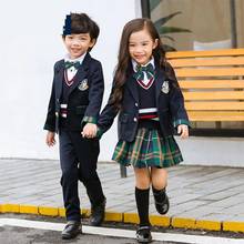 Children British School Uniform Girls Boys Blazer Coat Plaid Skirt Short Kindergarten Academic School Outfits Chorus Costumes 2024 - buy cheap