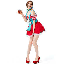Roupas tradicionais alemãs do oktoberfestival e de cerveja para meninas, vestido de xadrez com ombros à mostra 2024 - compre barato