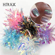 HNUIX-pegatina de Aurora para uñas, lámina de cristal roto Irregular, papel colorido, espejo láser, decoración de manicura 2024 - compra barato