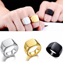 New Trendy Geometric Square Wide Face Men's Ring Fashion Metal Accessories Party Jewelry Four Colors Size 6-12 2024 - buy cheap