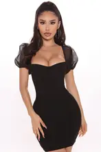 Summer New Women'S Black Sexy Lace Short Sleeves Buttock Club Celebrity Runway Mini Bandage Dress 2024 - buy cheap