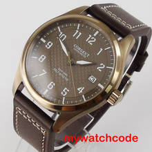 40mm Corgeut brown dial date window 316L stainless steel case brown leather strap NH35 automatic movement men's watch 2024 - buy cheap