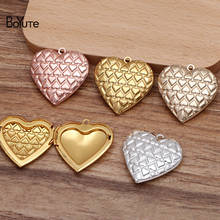 BoYuTe (10 Pieces/Lot) 29*27*7MM Metal Brass Heart Locket Pendant Charms Diy Handmade Open Photo Locket Jewelry Accessories 2024 - buy cheap