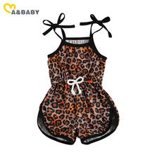 Macacão infantil ma & baby 6 meses a 4 anos, verão, estampa de leopardo, sem mangas, com laço, roupa casual 2024 - compre barato