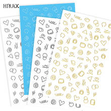 HNUIX Gold 3D nail sticker lines geometric strip heart self adhesive Nail Art  DIY transfer stickers manicure tips decoration 2024 - buy cheap