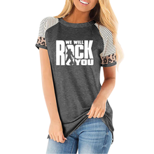 We Will Rock You Women T Shirt Summer Queen Rock Band striped leopard  Short Sleeve Cotton Rock Roll Womens Tops 2024 - buy cheap