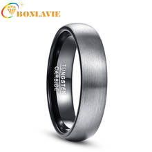 BONLAVIE 4mm 6mm Ring Brushed Finish Wedding Band Comfort Fit Dome Matte Inner Rings Black Tungsten Carbide Ring T165R T154R 2024 - buy cheap