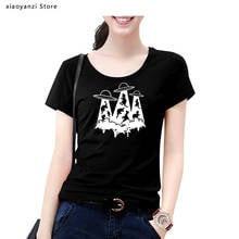 UFO Tshirt Dinosaur Abduction Take It Away Summer High Quality Short Sleeve women Cotton T-shirt 2024 - buy cheap