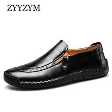 ZYYZYM-mocasines de cuero para hombre, zapatos informales con cremallera, ligeros y transpirables, planos, a la moda 2024 - compra barato