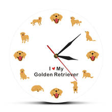 Reloj de pared con estampado de Golden Retrievers para amantes de las mascotas, diseño moderno de perro, colgante Acrílico 2024 - compra barato