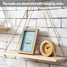 Wood Swing Hanging Rope Wall Mounted Shelf Plant Flower Pot Rack Home Decoration Simple Design Shelves Adored Room Decoration 2024 - buy cheap