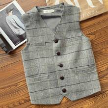 British Vintage Grid Vest Plaid Men's Slim Suit Vests Woolen Cloth Herringbone Men Male Tweed Suits Waistcoat Plus Size XXXXL 2024 - buy cheap