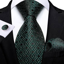 SJT-7157 DiBanGu Luxury Green Mens Gift Tie for Men 100% Silk Tie Handkerchief Cufflinks Neck Tie Business Wedding Party Tie Set 2024 - buy cheap