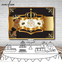 Sensfun Black Gold Baby Shower Newborn Party Backdrops For Boys Crown Birthday Party Photocall Photo Studio Banner 7x5ft Vinyl 2024 - buy cheap