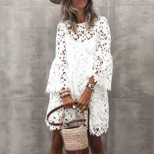 Lace Flared Sleeve Ruffled Dress Two-Piece Female Spring And Summer O-Neck Half-Sleeved Street Casual Dress 2021 New V-Neck 2024 - buy cheap