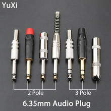 YuXi-enchufe de Audio Mono de 6,35mm, conector de Audio de 2 polos y 3 polos, Conector de Audio enchufable para micrófono de guitarra KTV, 6,35/6,5 2024 - compra barato