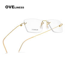 Montura de anteojos Retro Para hombre y mujer, anteojos sin montura de titanio, gafas graduadas para miopía óptica, moda 2020 2024 - compra barato