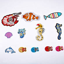 100pcs/lot Small Embroidery Patch Sea Animal Shrimp Whale Fish Dolphin Seahorse Shell Clothing Decoration Diy Iron Heat Applique 2024 - buy cheap